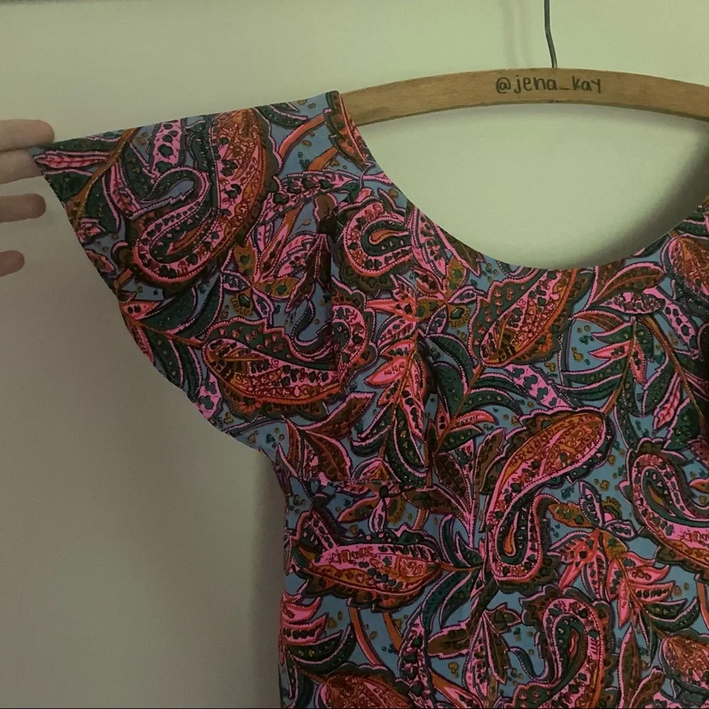 J. Crew Ruffled Paisley Print Silk Shift Dress